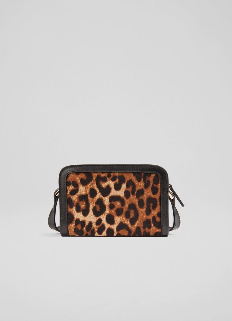 Queenie Leopard Print Calf Hair Crossbody Bag