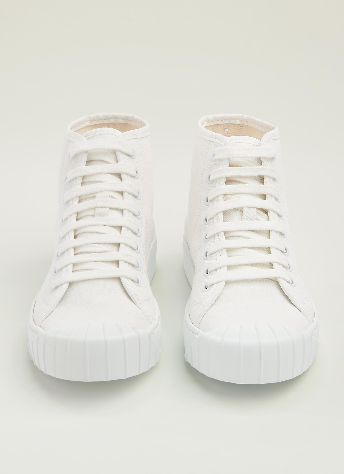Taylor White Recycled Cotton High Top Trainers Shoes