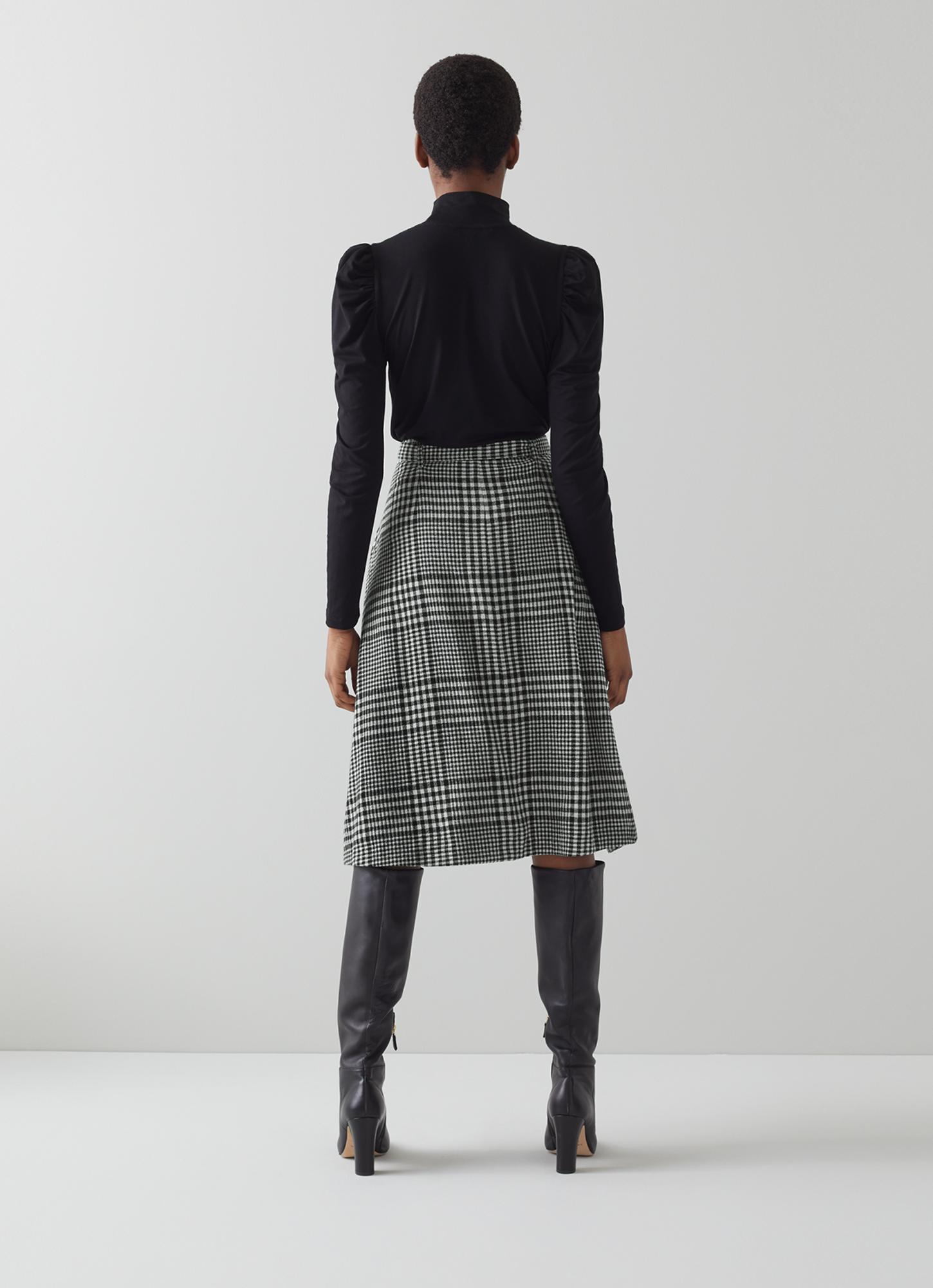 Katie Black and White Check Wool-Blend Skirt | The Archive Sale 