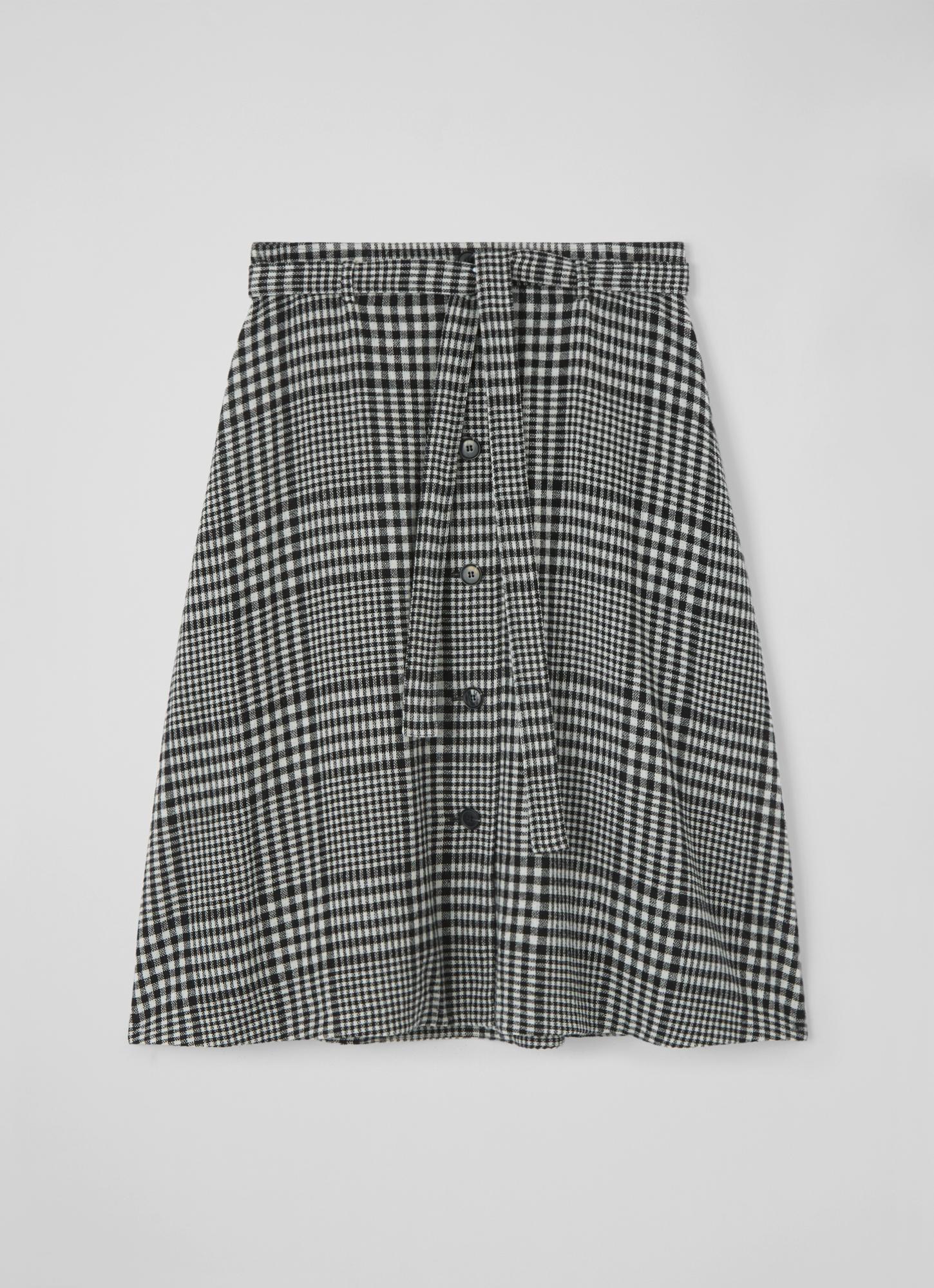 Katie Black and White Check Wool-Blend Skirt | The Archive Sale 