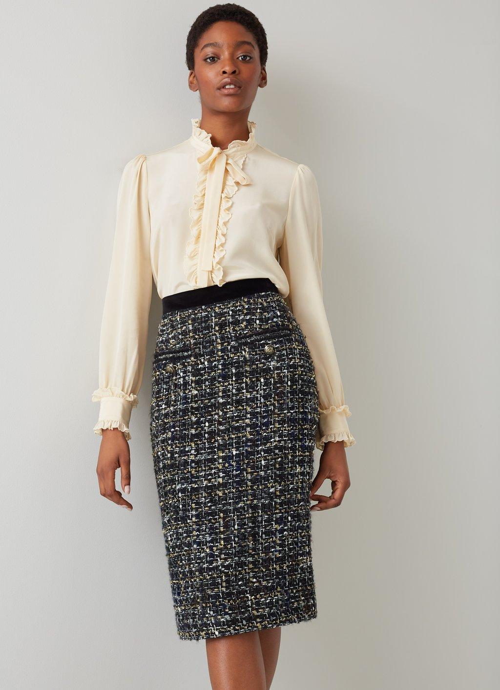Leena Black Lurex Tweed Skirt | The Archive Sale | L.K.Bennett, London