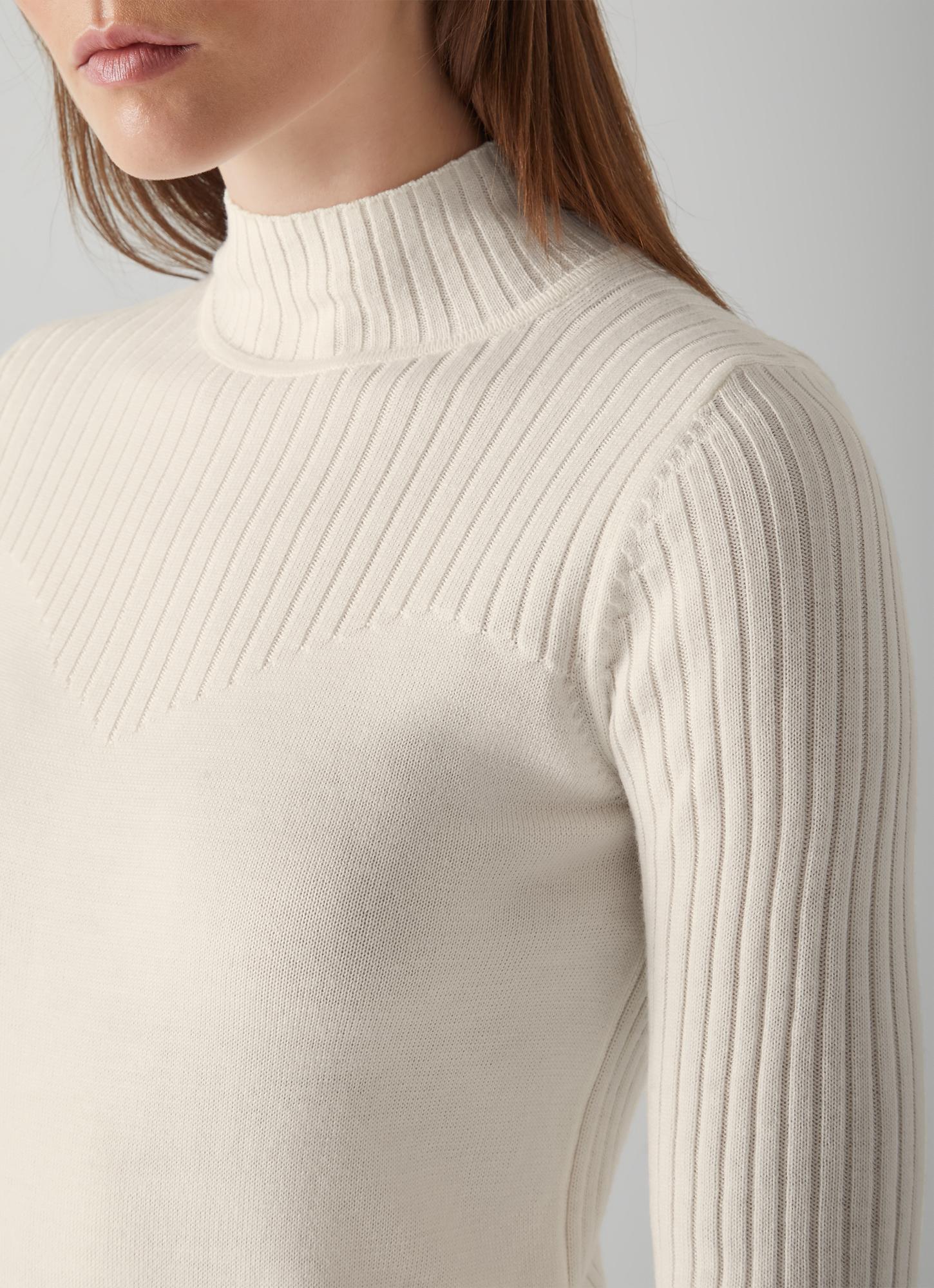 Barbara Cream Ribbed Merino Wool Turtle Neck Jumper Clothing
