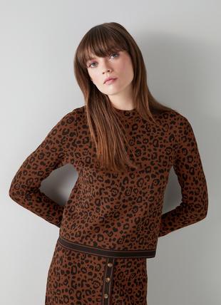 Lea Leopard Print Knit Jumper