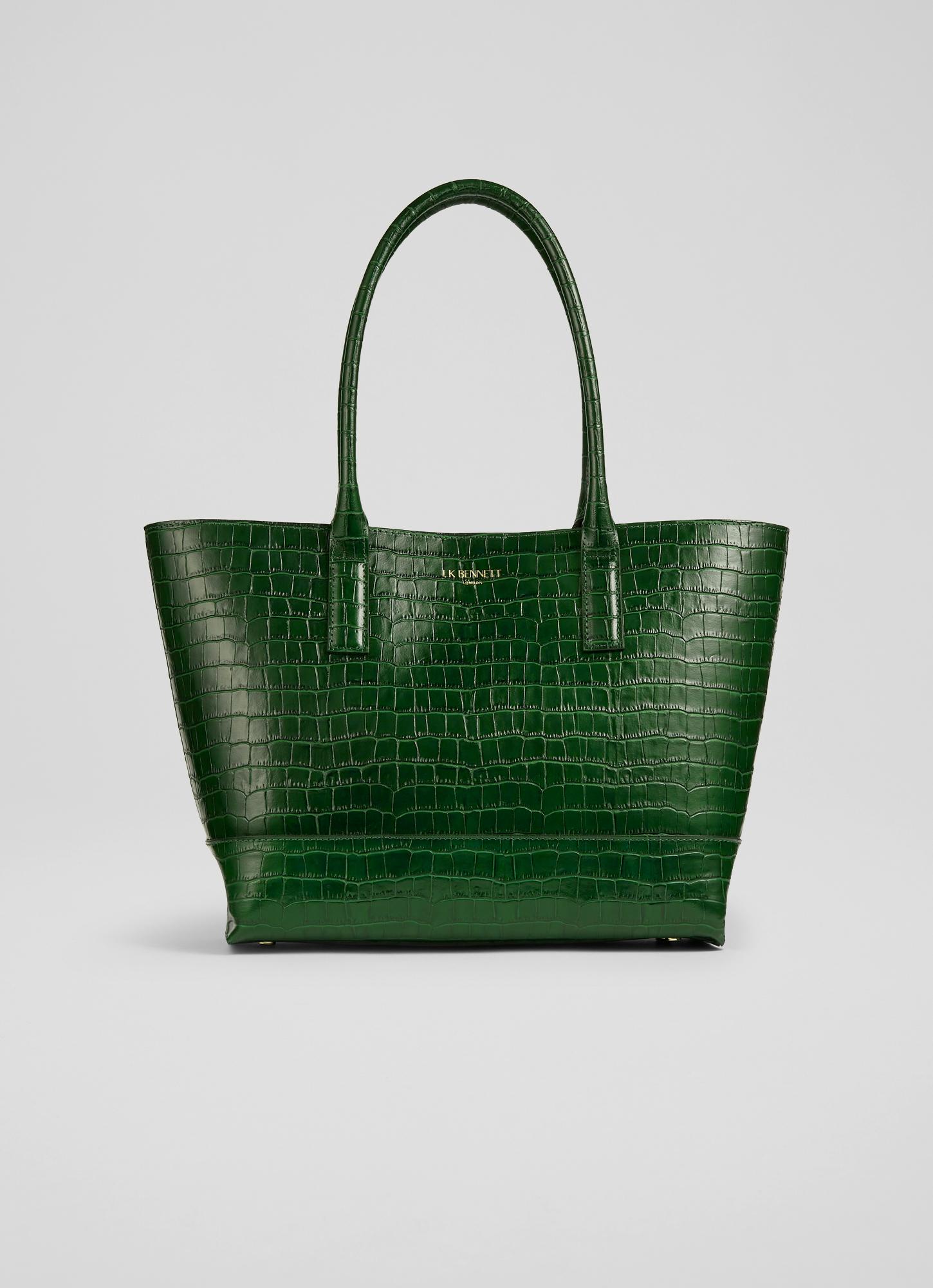 Leather Handbags Debenhams Green Handbags Lacey Green Croc-Effect