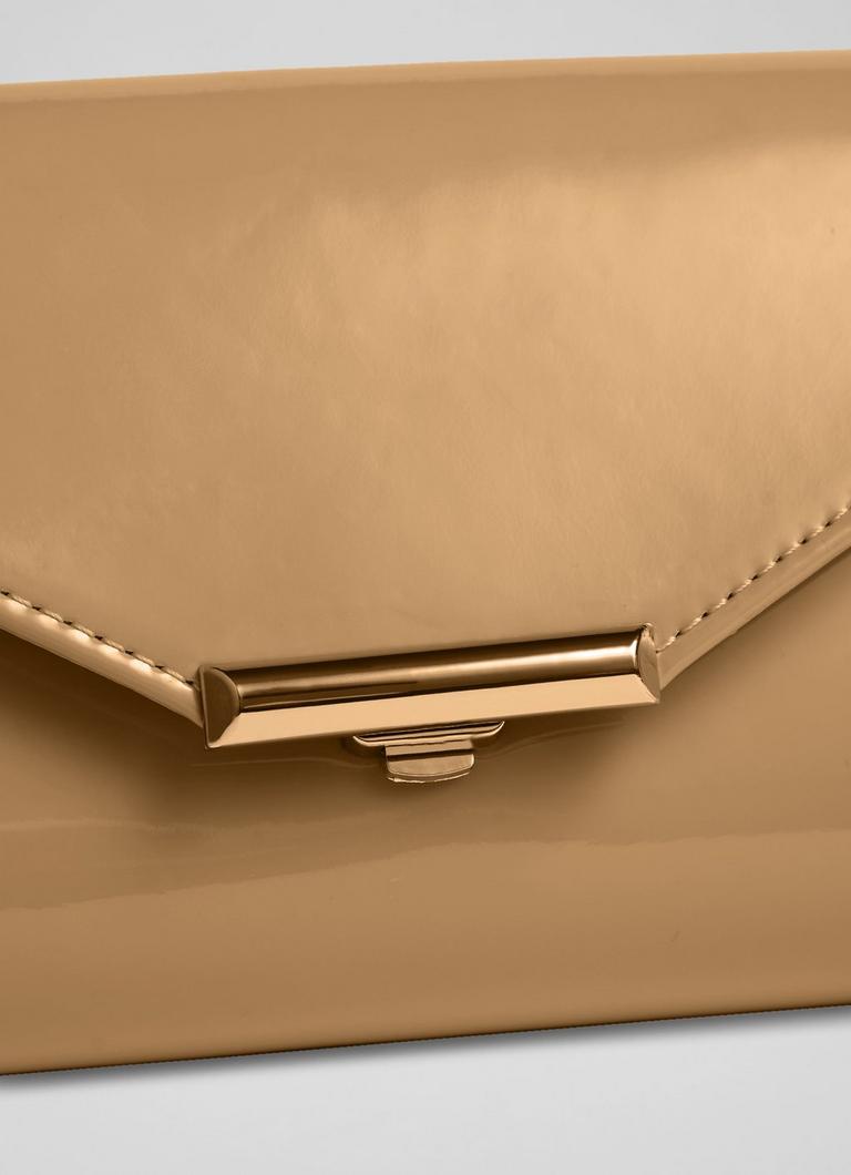 Beige patent leather clutch online
