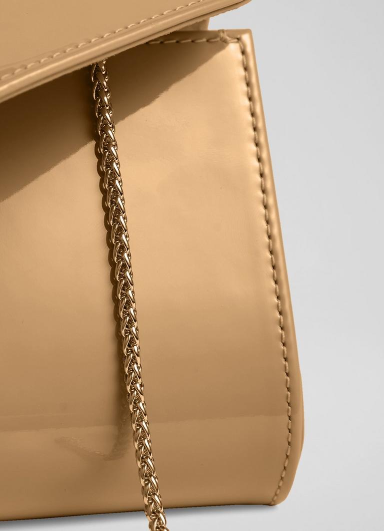 Tan patent leather clutch sales