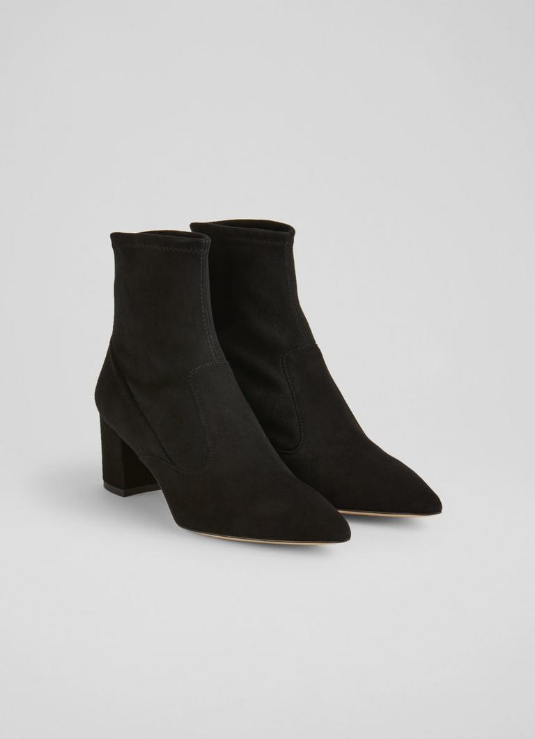Alina Black Stretch Suede Ankle Boots blackfriday L.K.Bennett