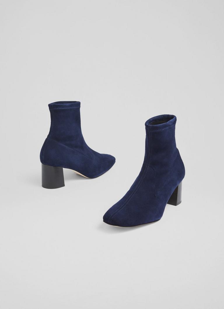Navy blue suede ankle boots uk clearance