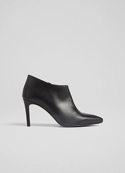Elle Black Leather Shoe Boots, Black