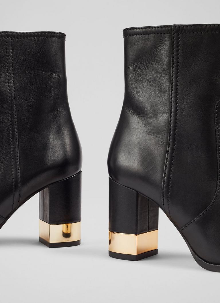 Imogen Black Leather Ankle Boots The Archive Sale L.K.Bennett London