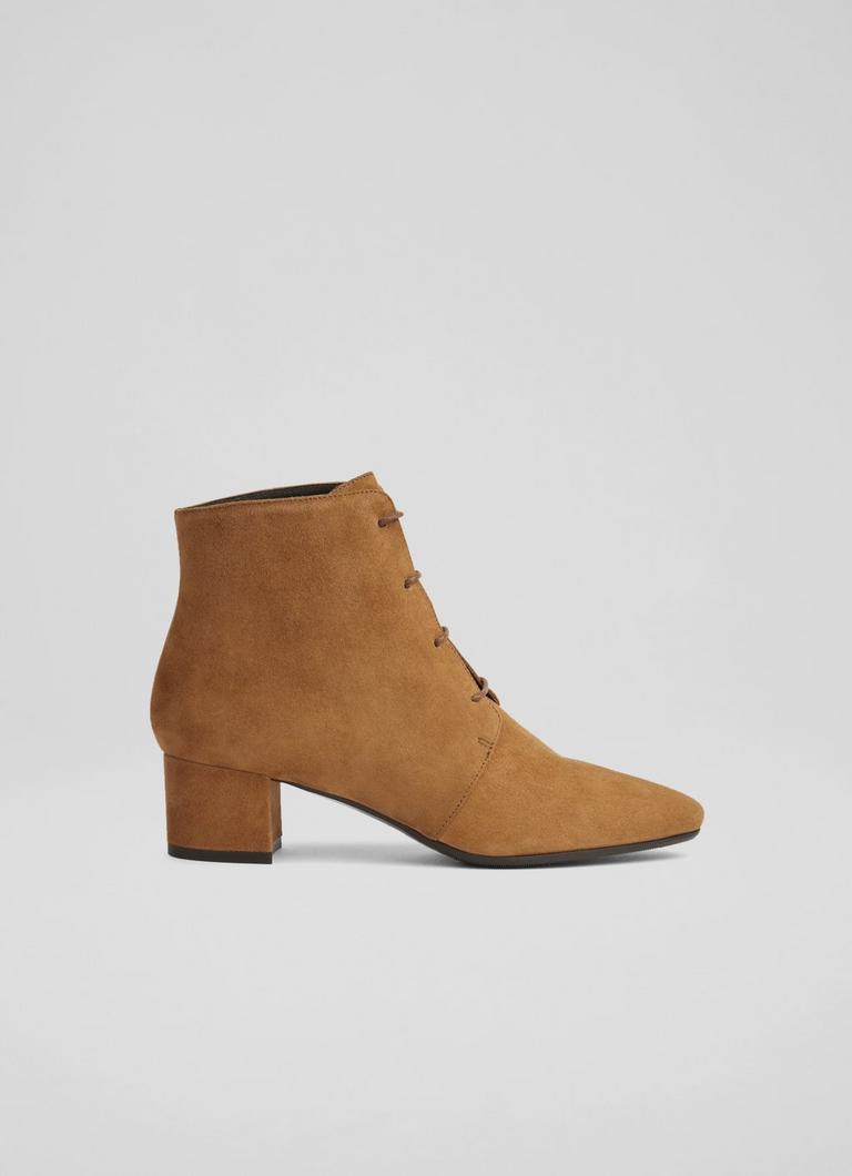 Tan booties lace up sales