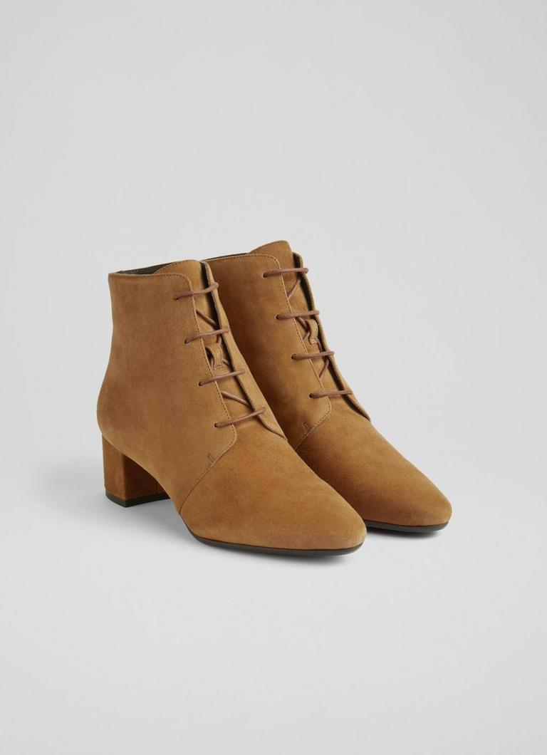 Lola Tan Suede Lace Up Ankle Boots blackfriday L.K.Bennett London