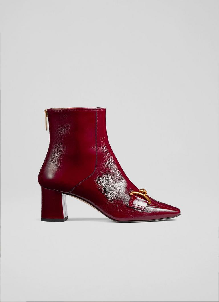 Red patent ankle boots discount