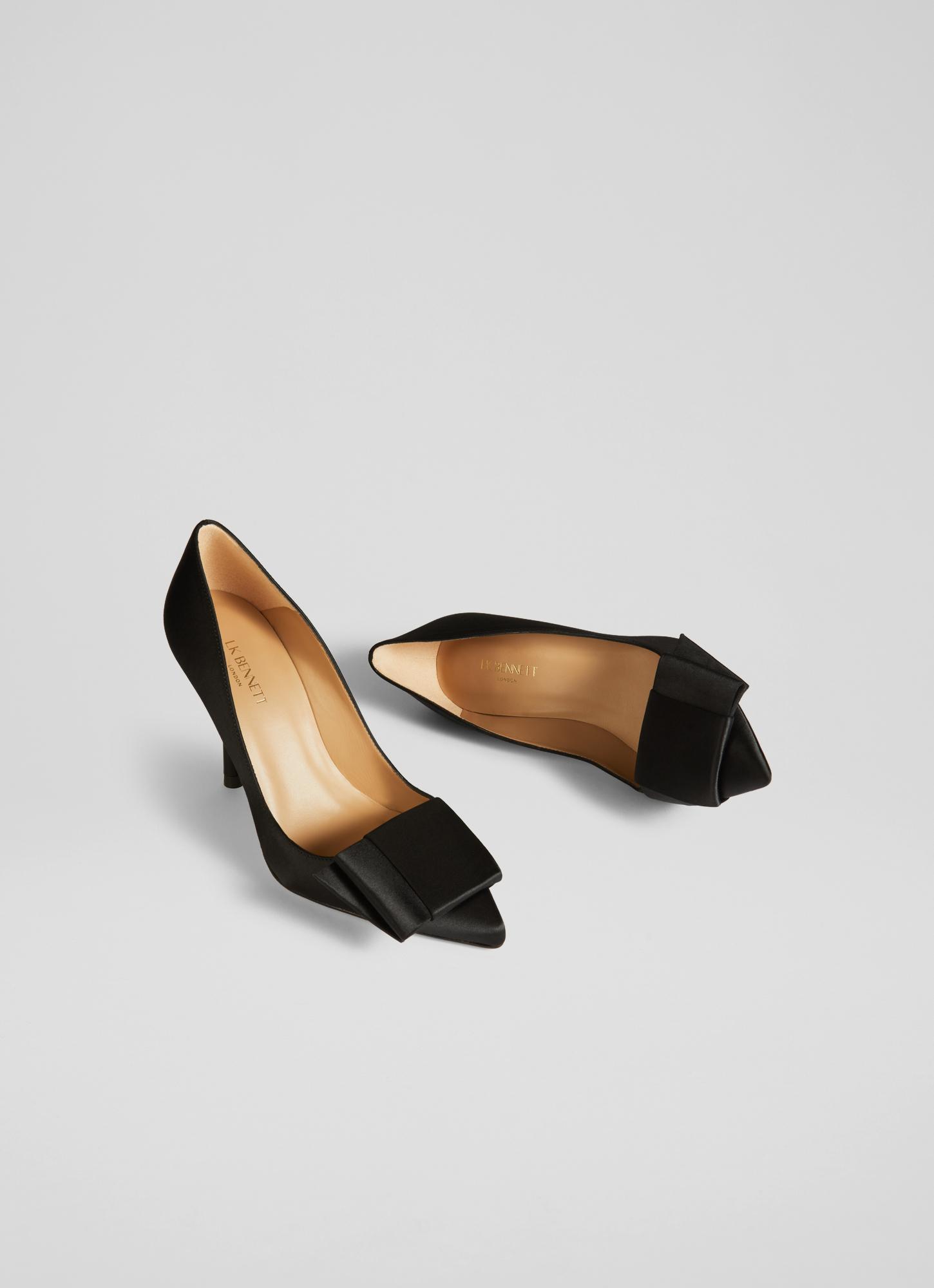 Agathe Black Satin Bow-Front Pointed Toe Courts Sale