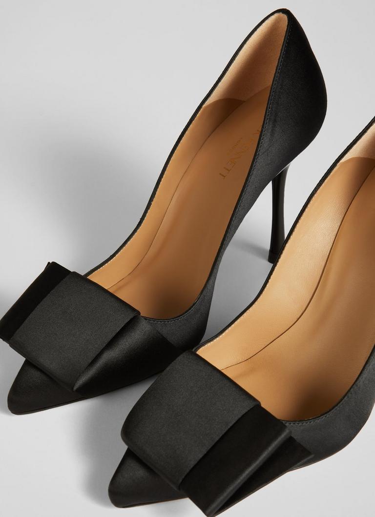 Black satin court shoes uk discount