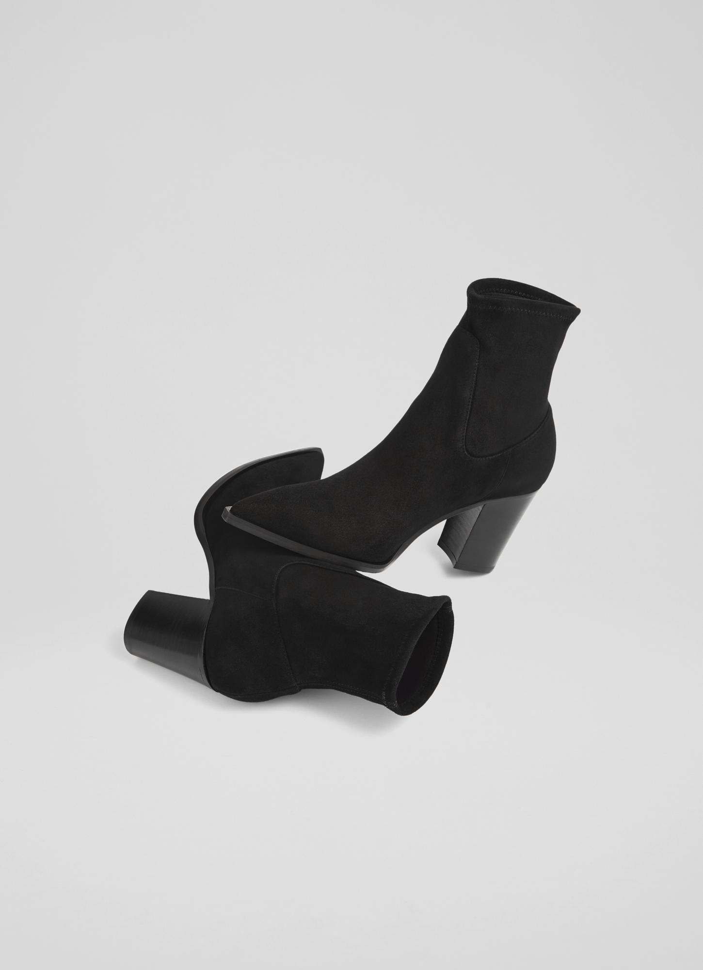 Camelia Black Stretch Suede Ankle Boots The Archive Sale