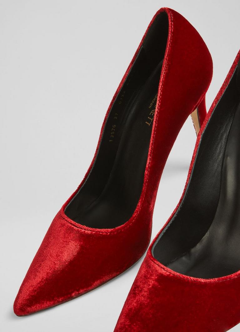 Fern Red Velvet Pointed Toe Court Shoes blackfriday L.K.Bennett London
