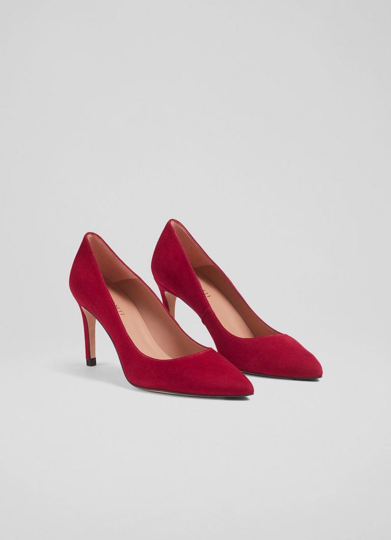 Red suede 2025 court heels