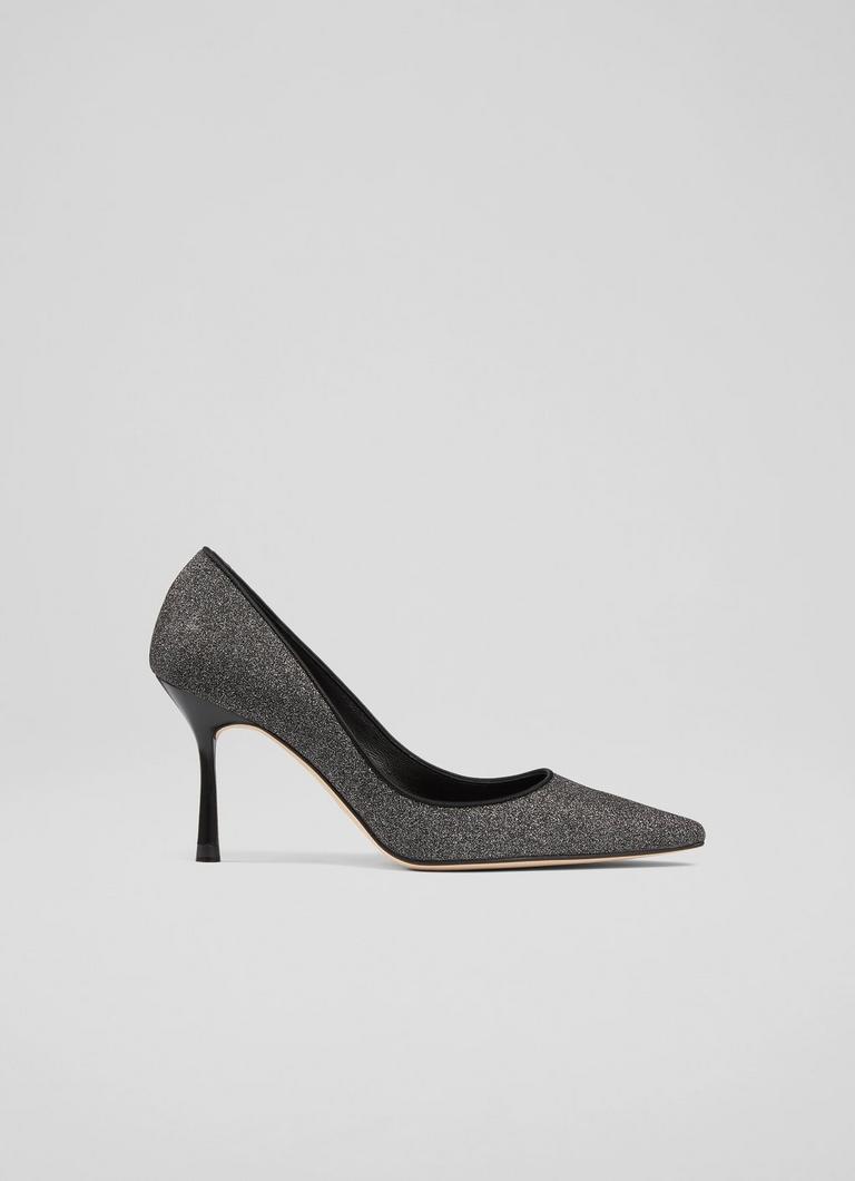Black glitter kitten hot sale heels