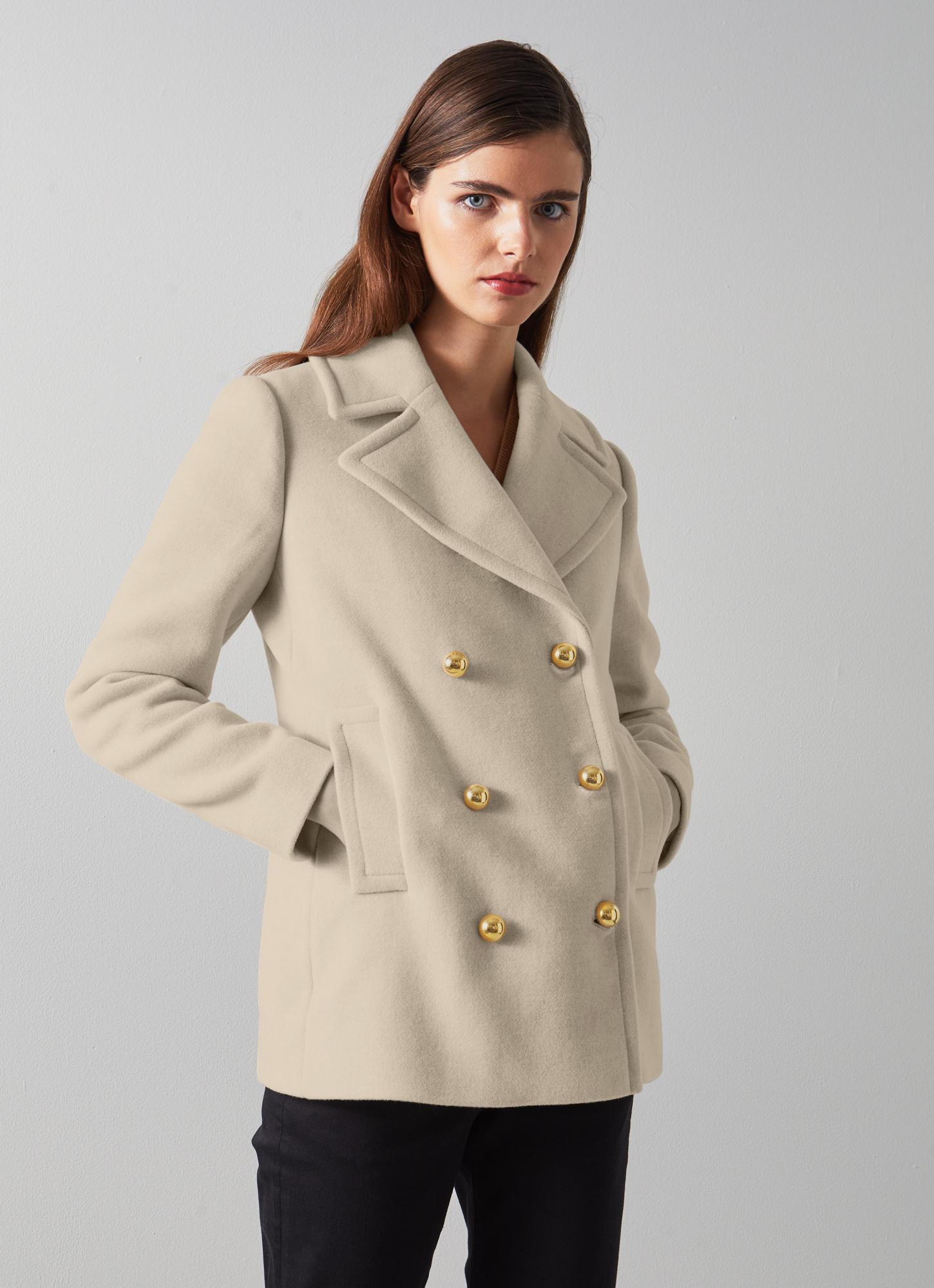 cream wool peacoat