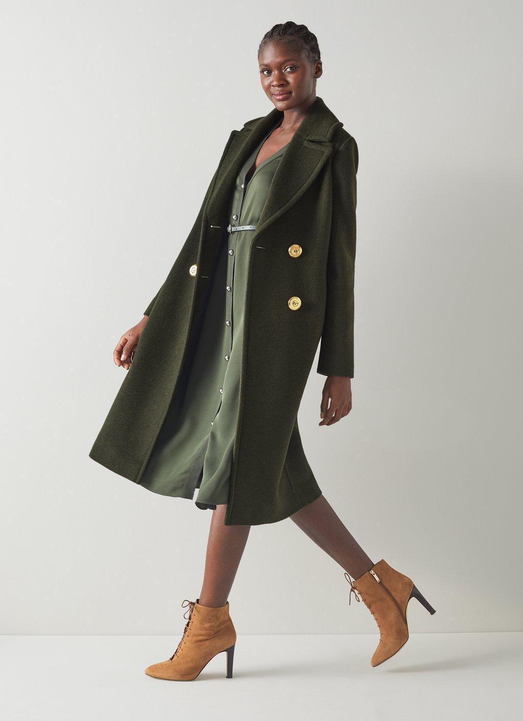 green wool coat long