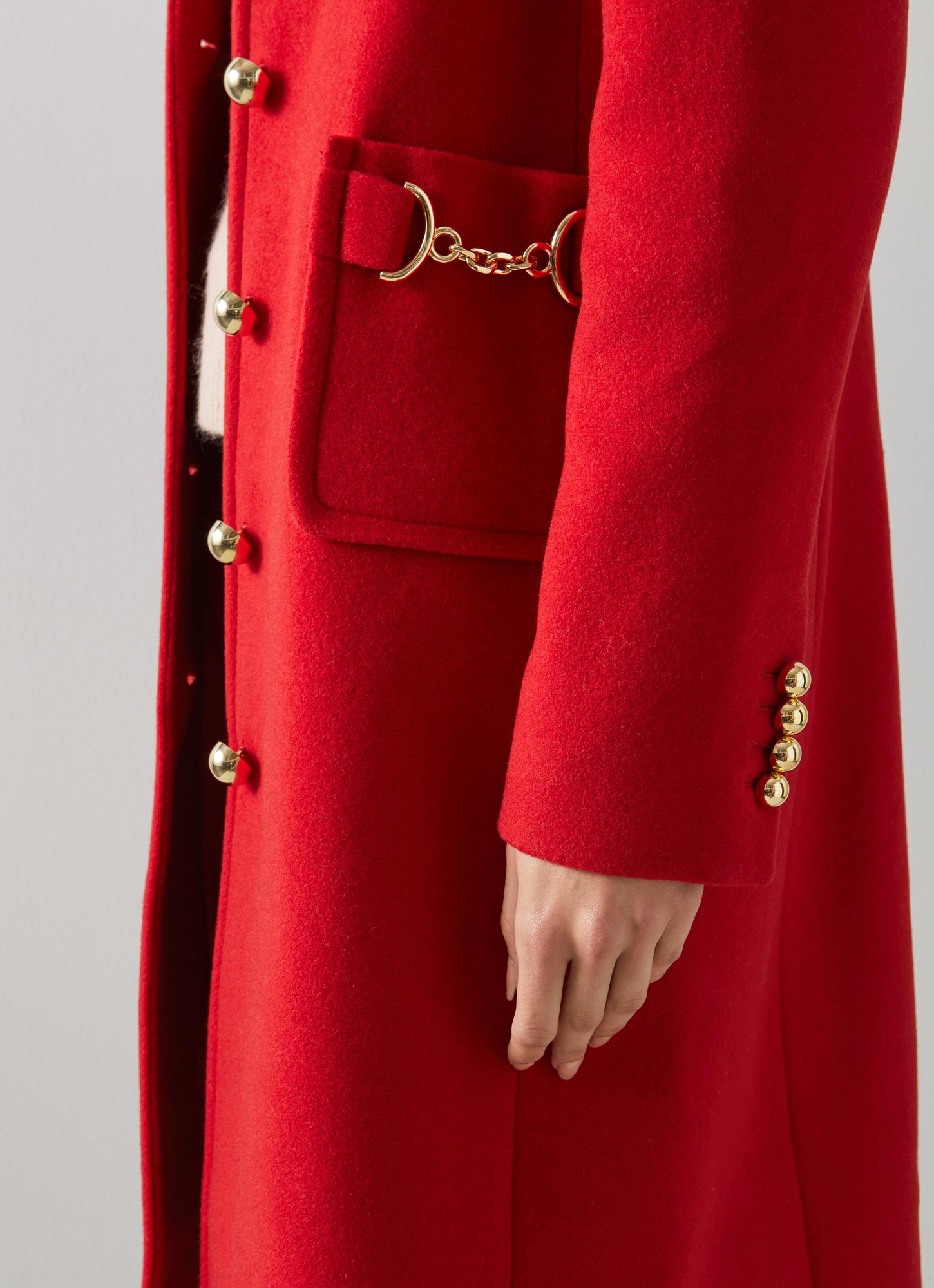 Spencer Red Wool Blend Snaffle-Detail Coat LK Bennett