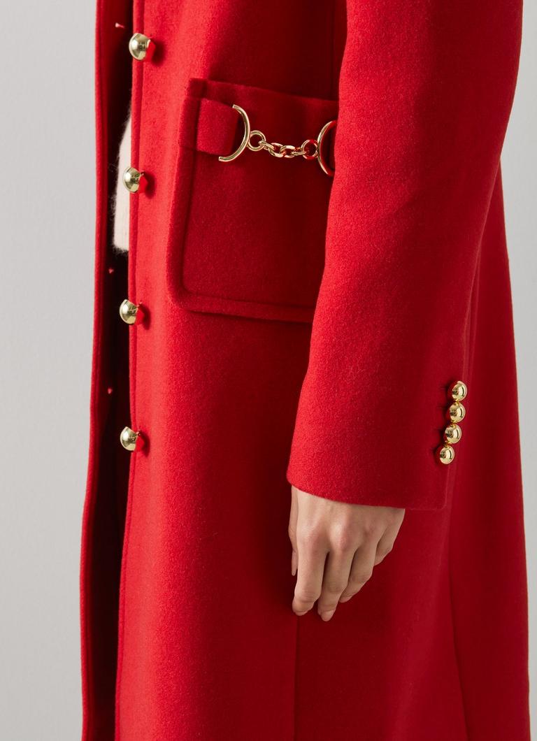 Spencer Red Wool Blend Snaffle-Detail Coat LK Bennett
