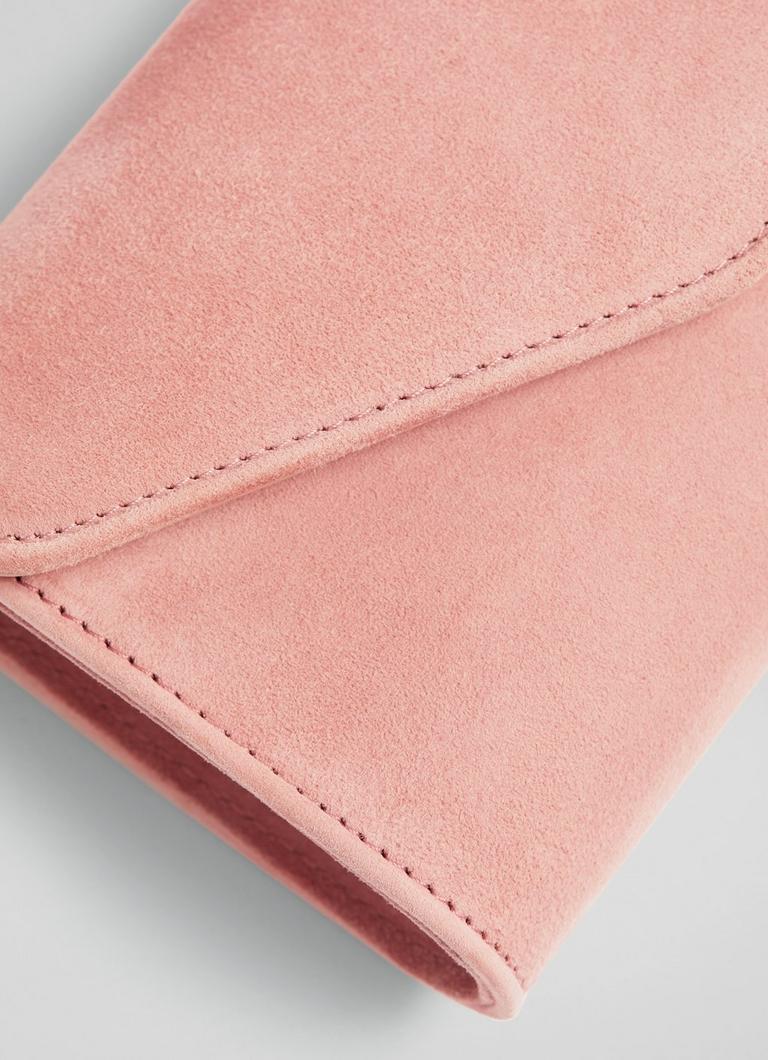 Dominica Clay Pink Suede Clutch Bag Handbags Collections L.K.Bennett London