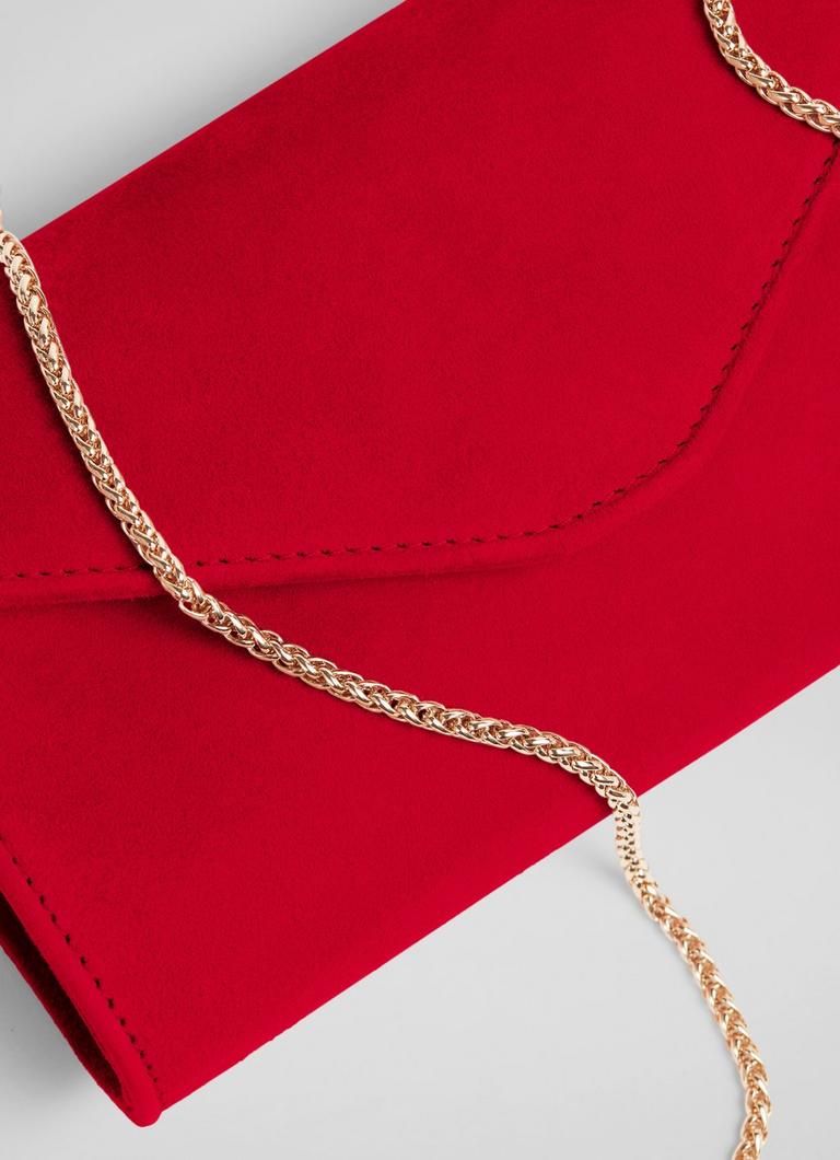 Red suede 2024 clutch bag uk