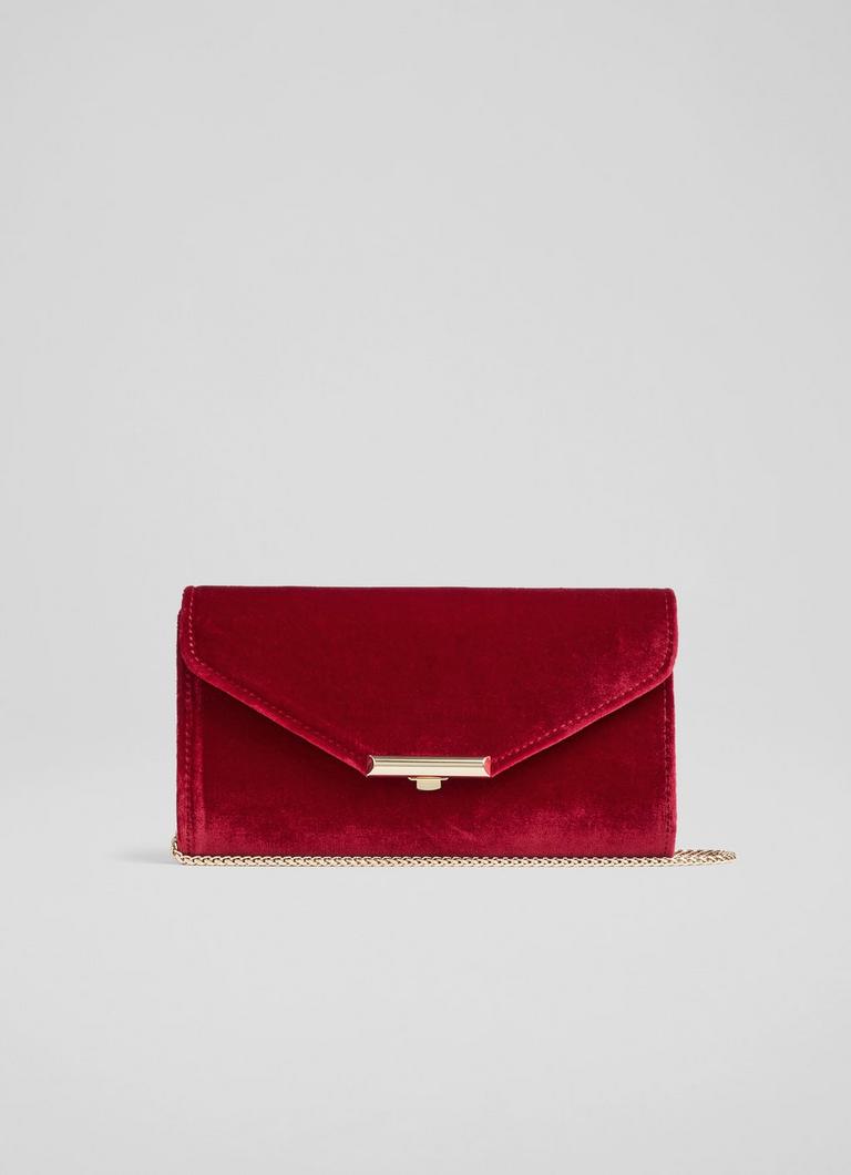 Lucy Red Velvet Clutch Bag The Archive Sale L.K.Bennett London