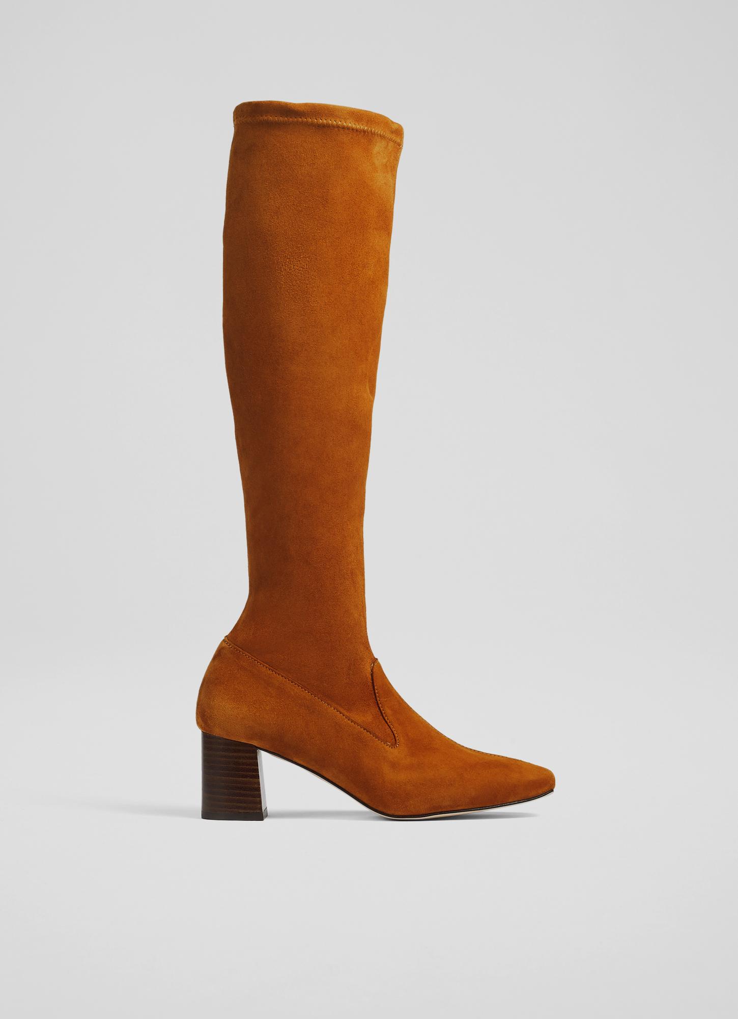 Davina Nutmeg Stretch Suede Knee-High Boots blackfriday