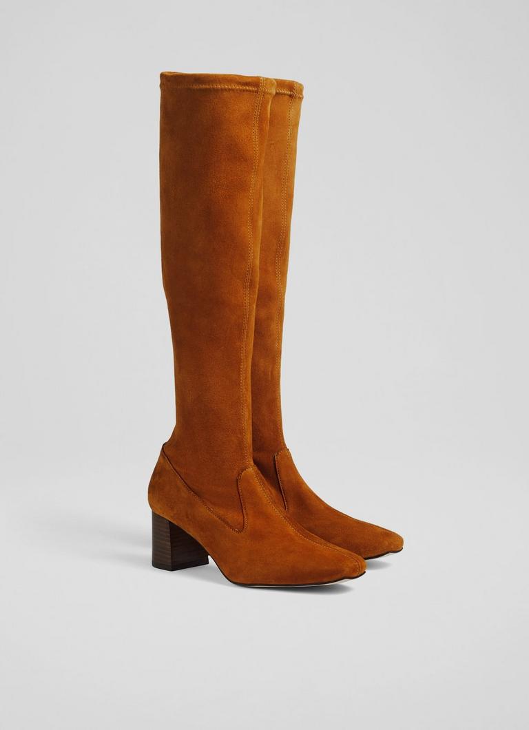Davina Nutmeg Stretch Suede Knee High Boots blackfriday L.K.Bennett London
