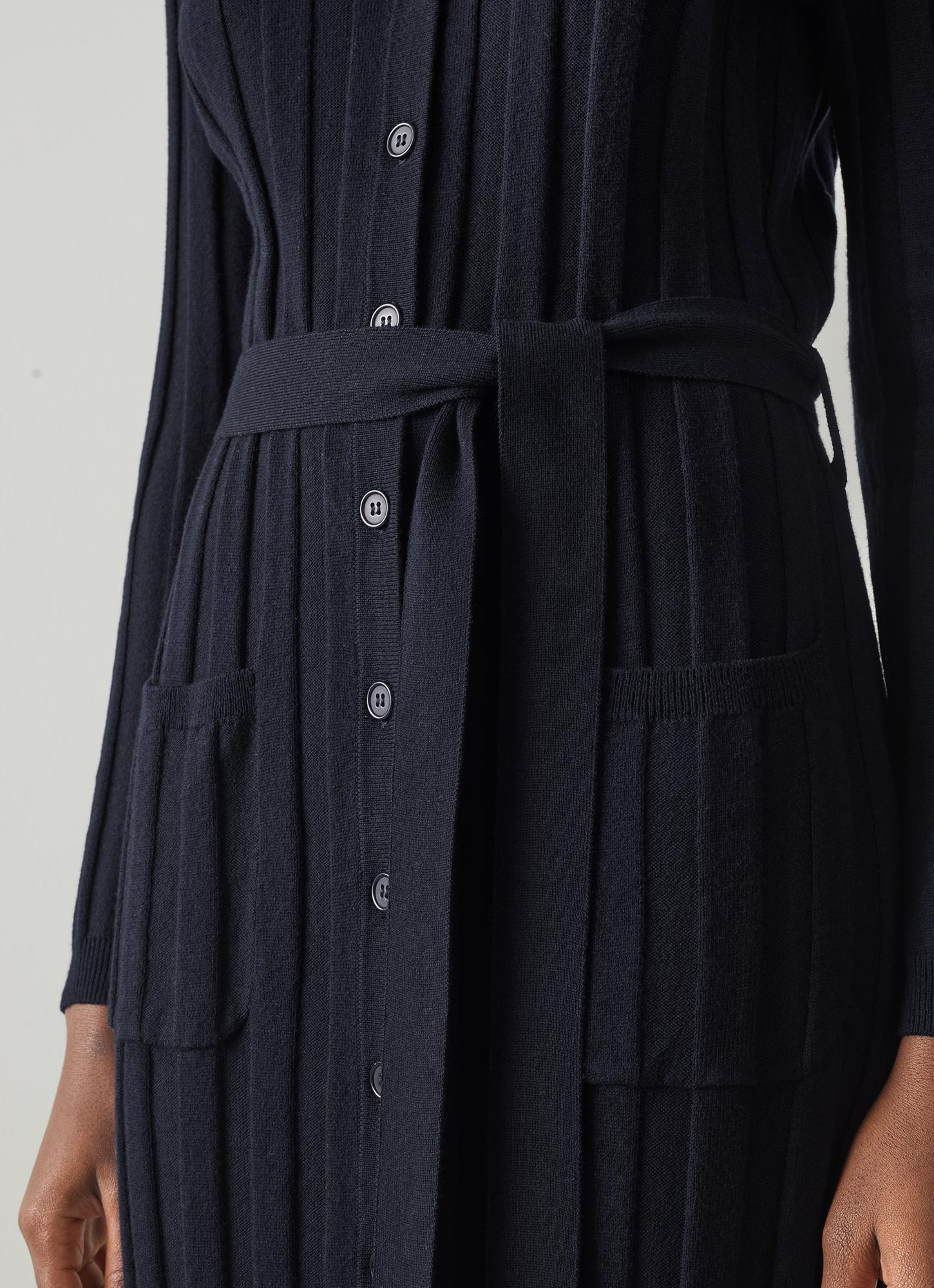 Ali Navy Wool-Cotton Ribbed Knit Dress | blackfriday | L.K.Bennett