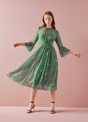 Amanda Green Camelia Print Georgett Midi Dress