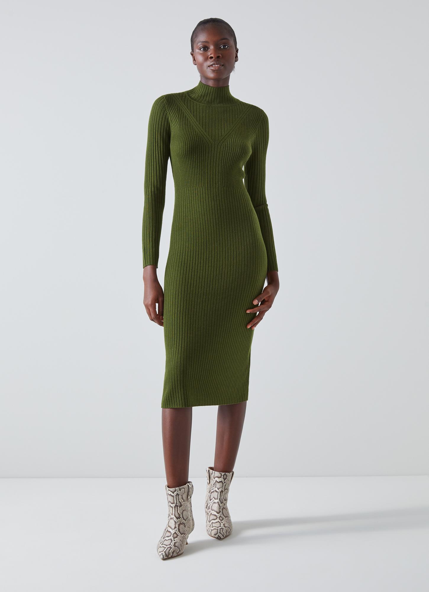 Brigitte Green Merino Wool Ribbed 