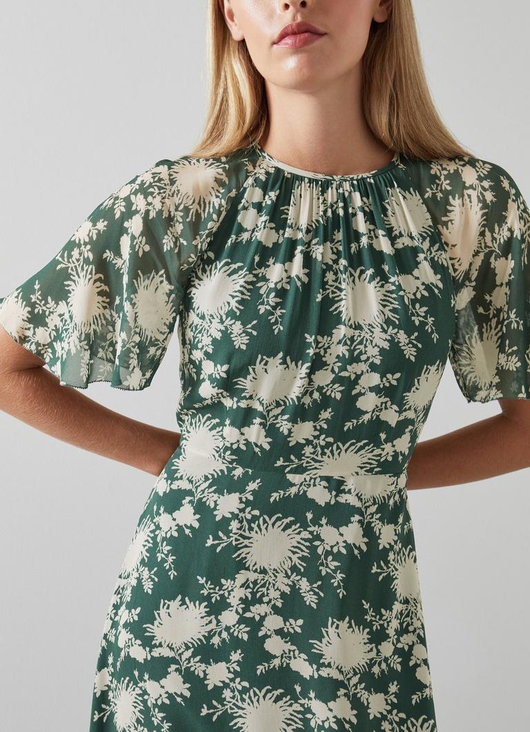 Elowen Green Chrysanthemum Print Midi Dress | The Archive Elowen Green Chrysanthemum Print Midi Dress | The Archive