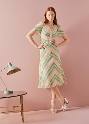 Holzer Candy Stripe Silk Midi Dress
