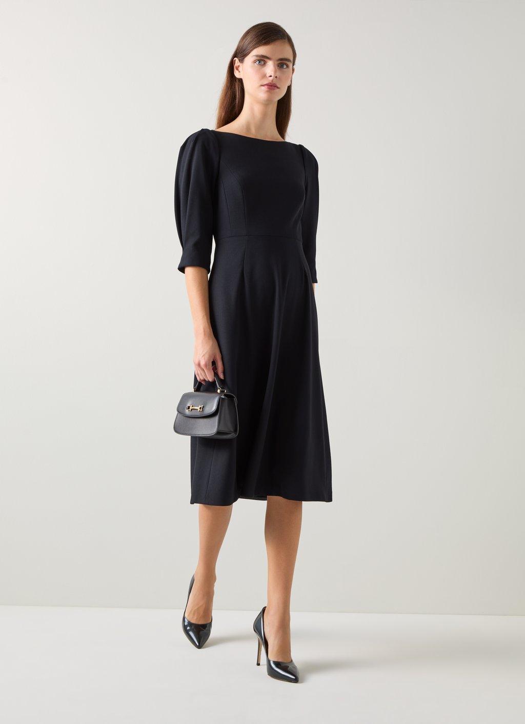 Lemoni Black Crepe Fit and Flare Dress | Clothing | Collections |  L.K.Bennett, London