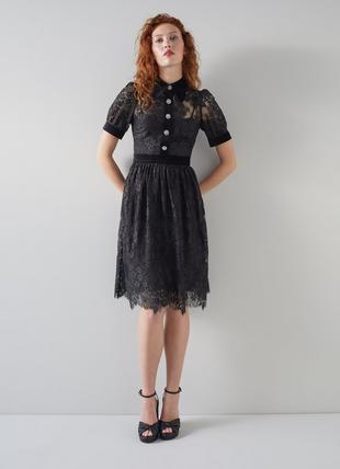 Lisbet Back Lace And Velvet Tea Dress