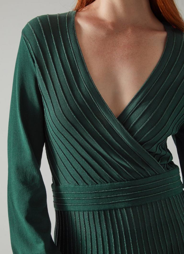 Merida Green Sparkle Rib Knit Wrap Dress | The Archive Sale | L.K.Bennett, London Merida Green Sparkle Rib Knit Wrap Dress | The Archive Sale | L.K.Bennett, London