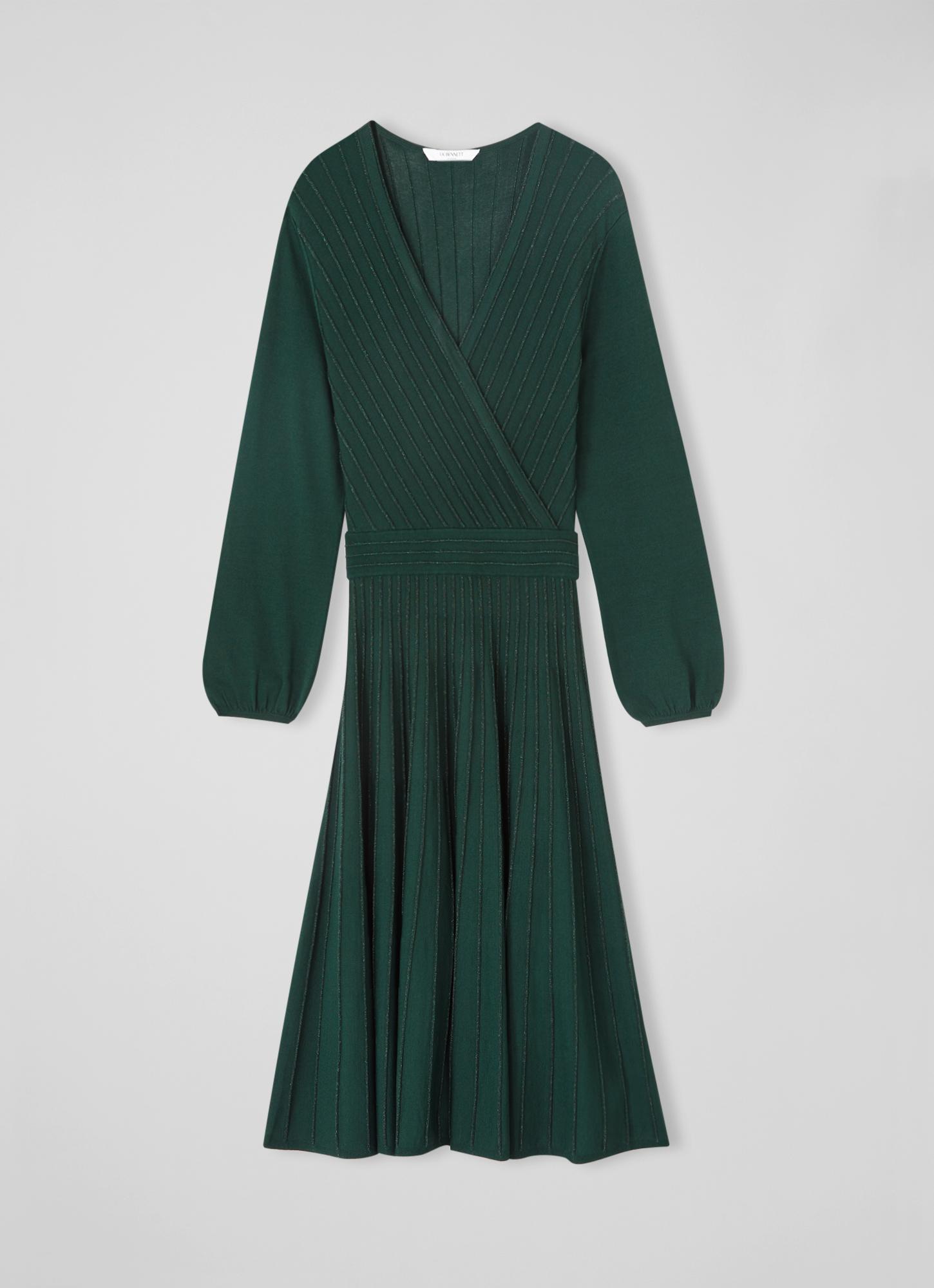 Merida Green Sparkle Rib Knit Wrap Dress | The Archive Sale | L.K.Bennett,  London