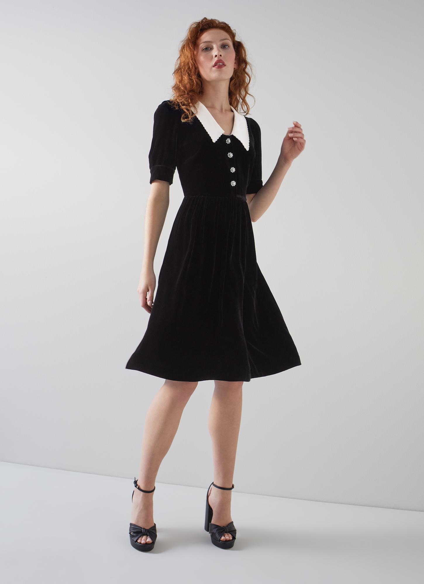 blue dress for baby girl Black High Line Collar Maxi Dress main image 0