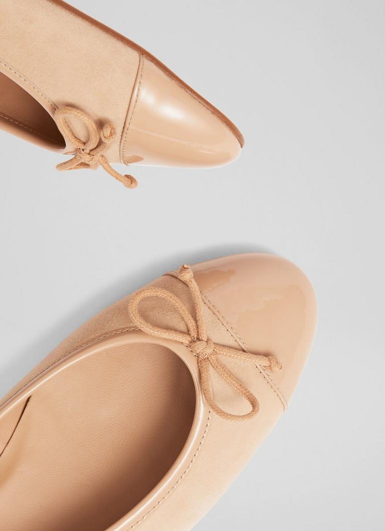 Kara Beige Suede and Patent Toe Cap Ballet Flats Flats Shoes Collections L.K.Bennett London