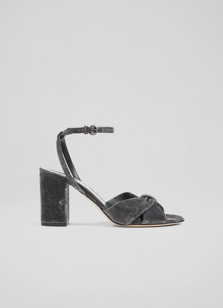 Lucie Gunmetal Fabric Sandals