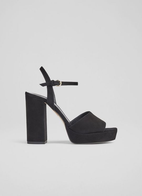L.K.Bennett Solange Black Suede Platform Sandals, Black