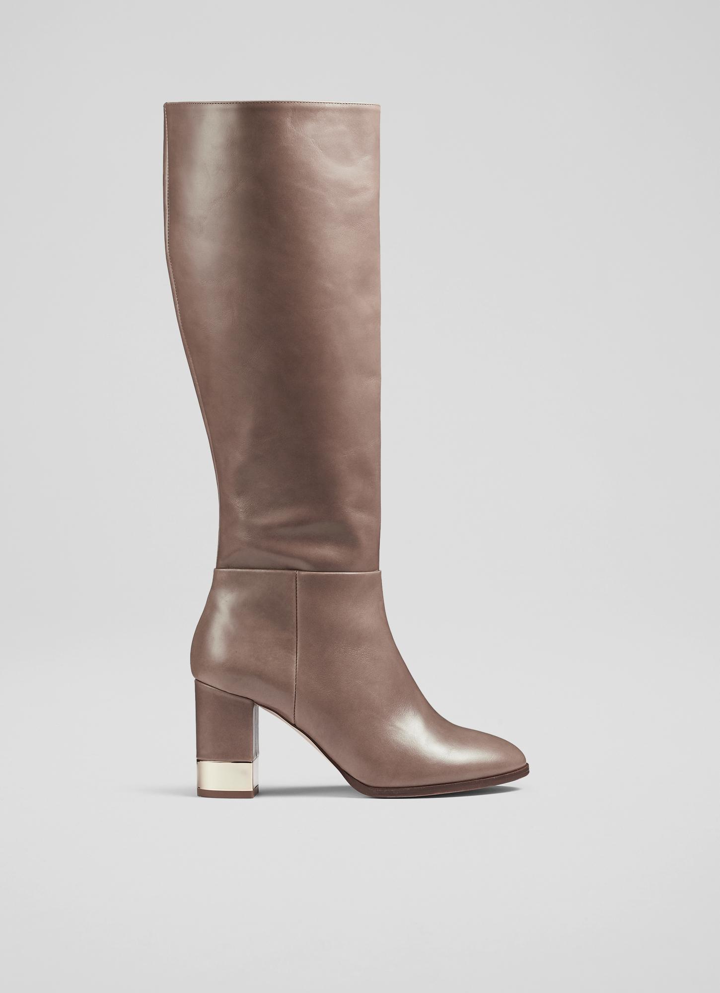 Irene Taupe Leather Knee-High Boots The Archive Sale