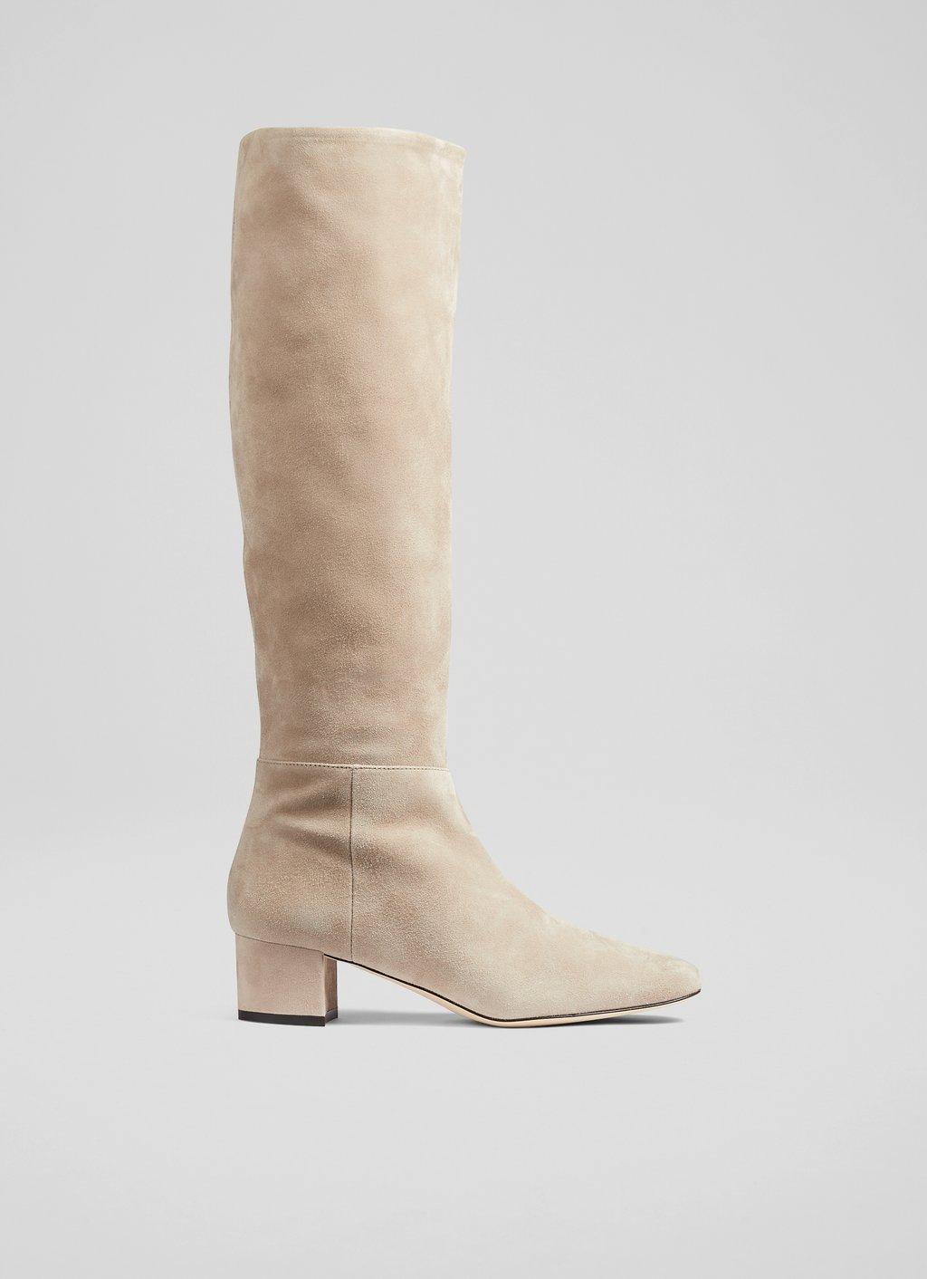 Karen Taupe Suede Knee-High Boots | Boots | Shoes | Collections |  , London