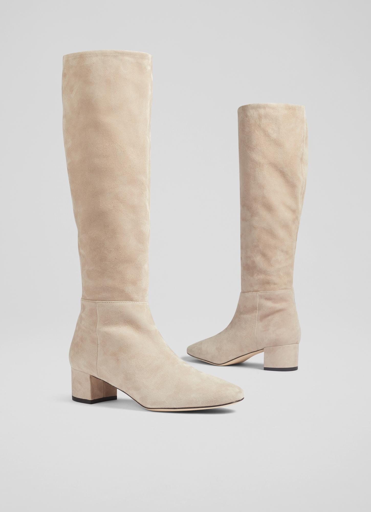 Karen Taupe Suede Knee-High Boots blackfriday London