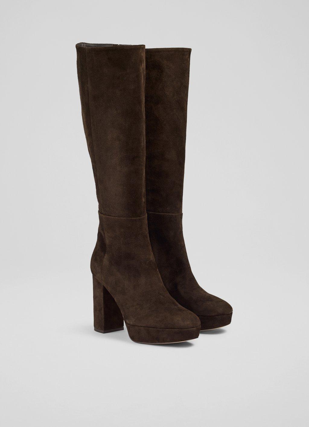suede platform boots knee high