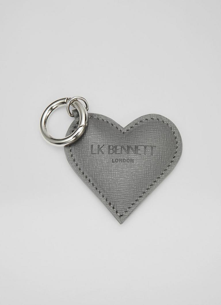 LEATHER HEART CHARM DARK GREY LEATHER HEART CHARM DARK GREY